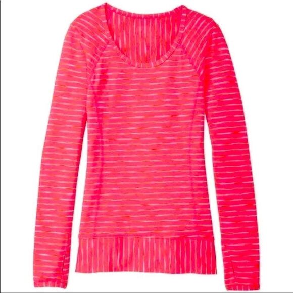 Athleta Pop Pink Orange Space Dye Running Top M - Picture 1 of 7